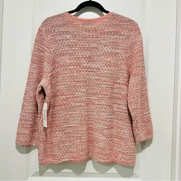 Chico’s Women’s Fringe Trim Pocket Cardigan in Pretty Pink Sz 2 (US L/12-14) NWT - Picture 12 of 14